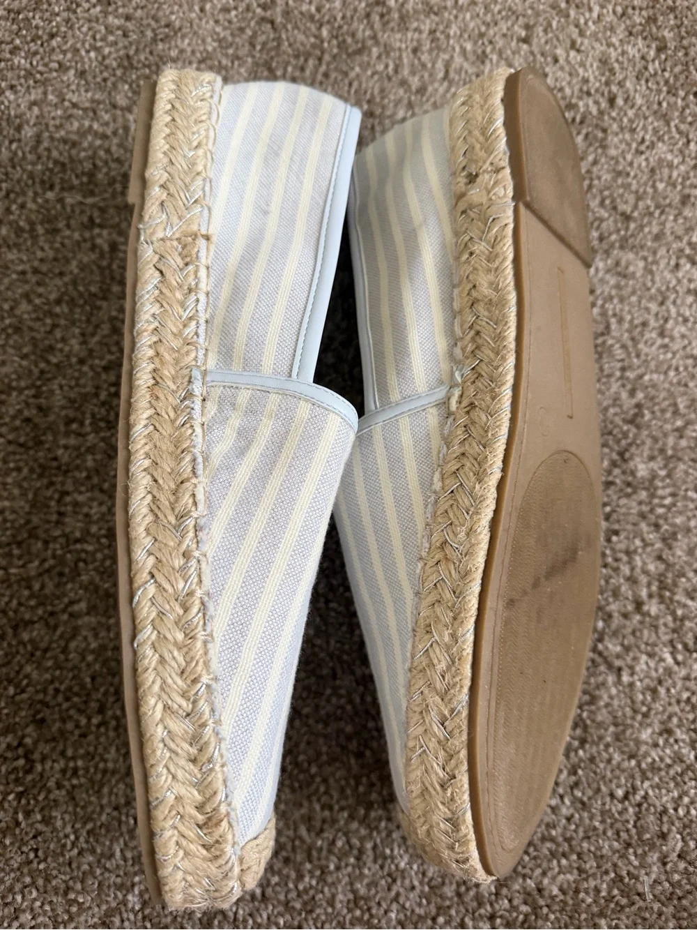 Bandolino Light Blue and Cream Striped Espadrille Slip-On